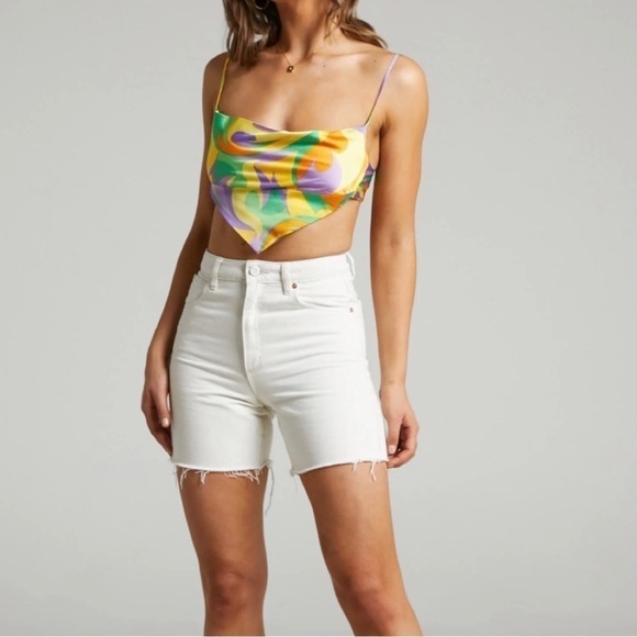 NWT WE WORE WHAT Save By The Belt Scarf Cowl Neck Cropped Top Sz L - Picture 7 of 9